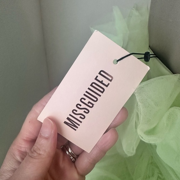 Lime Green Tulle Strapless Dress - Picture 4 of 6